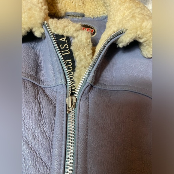 Vintage Walter Davoucci Shearling Leather Blue  Jacket Winter Mens XL - Picture 3 of 14